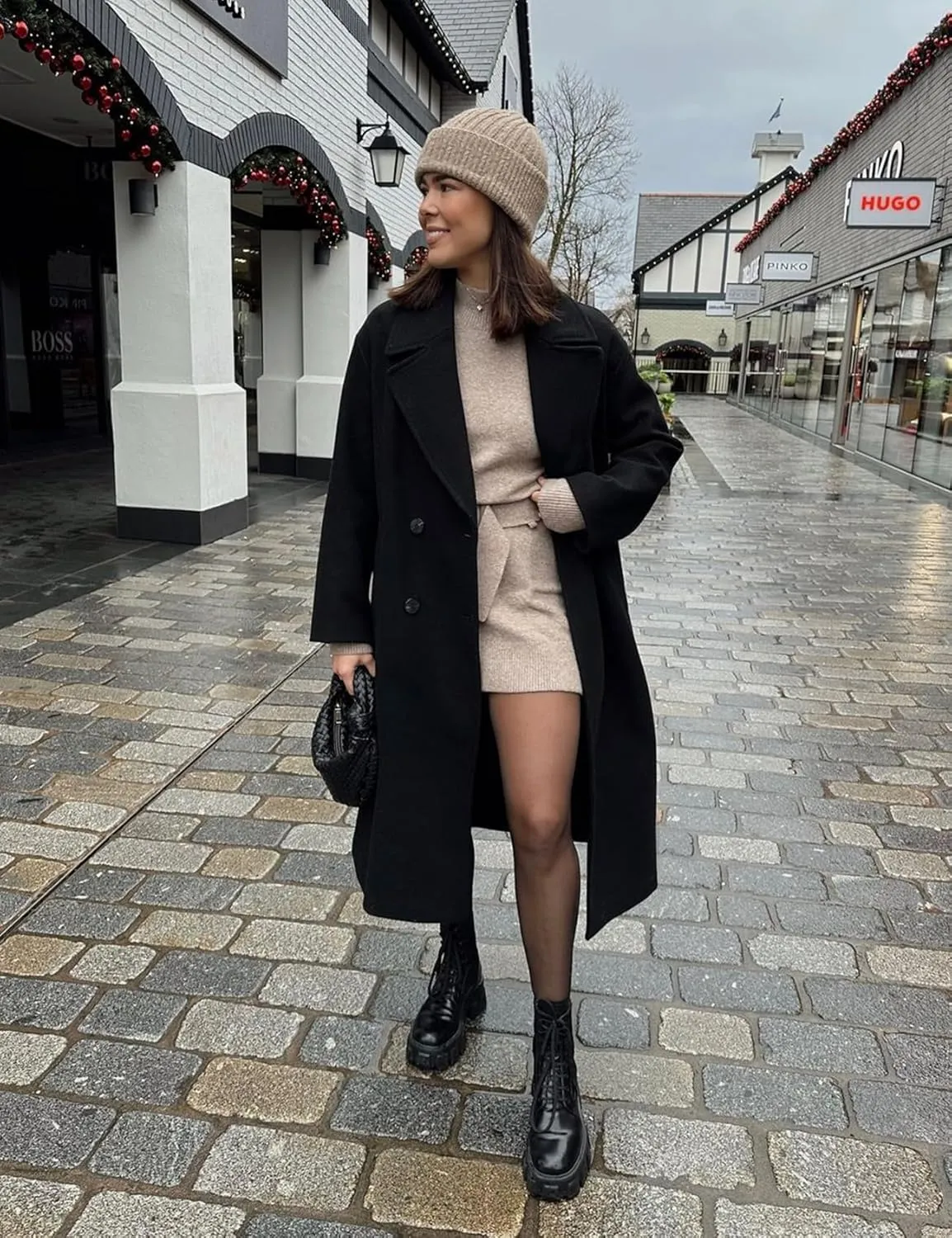 Flygo Womens Long Pea Coat Double Breasted Notch Lapel Trench Coat Office Work Peacoat Jacket Dress Coat