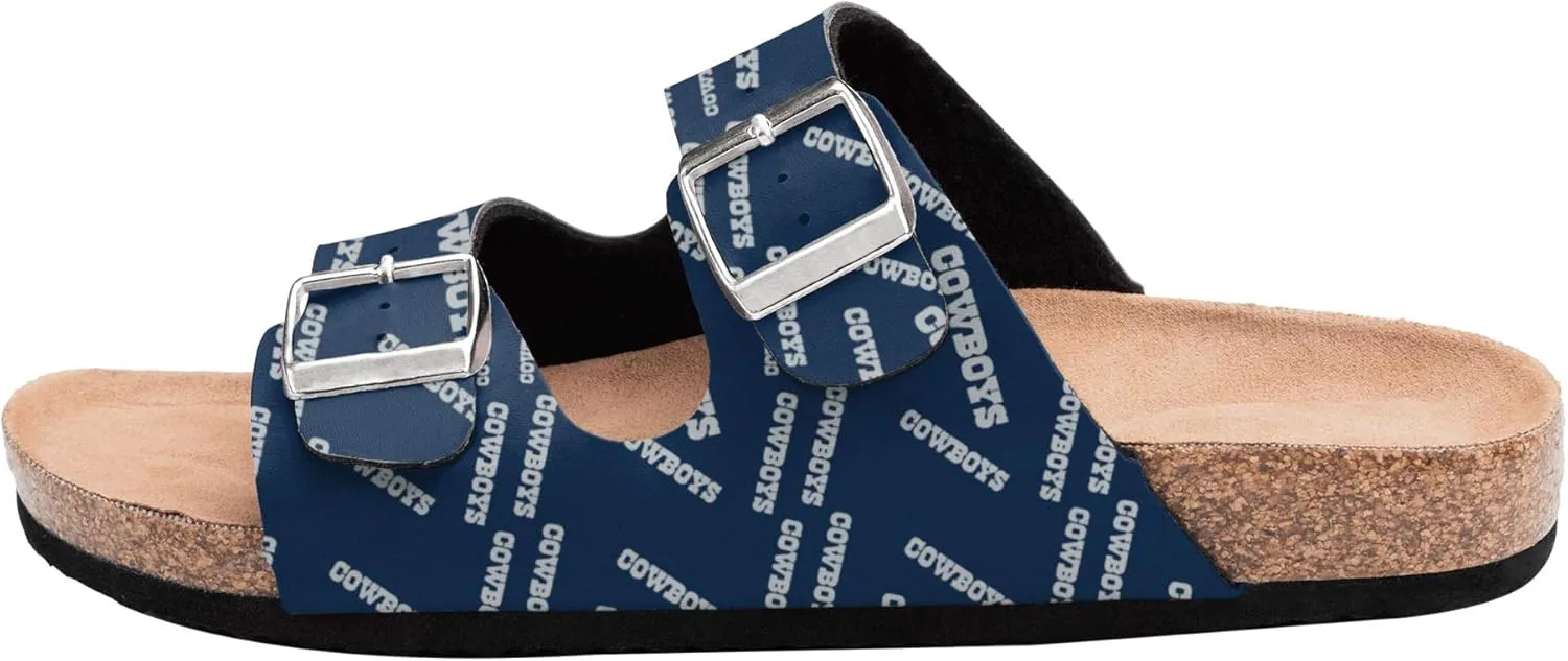 FOCO Womens NFL Team Logo Double Buckle Sandals
