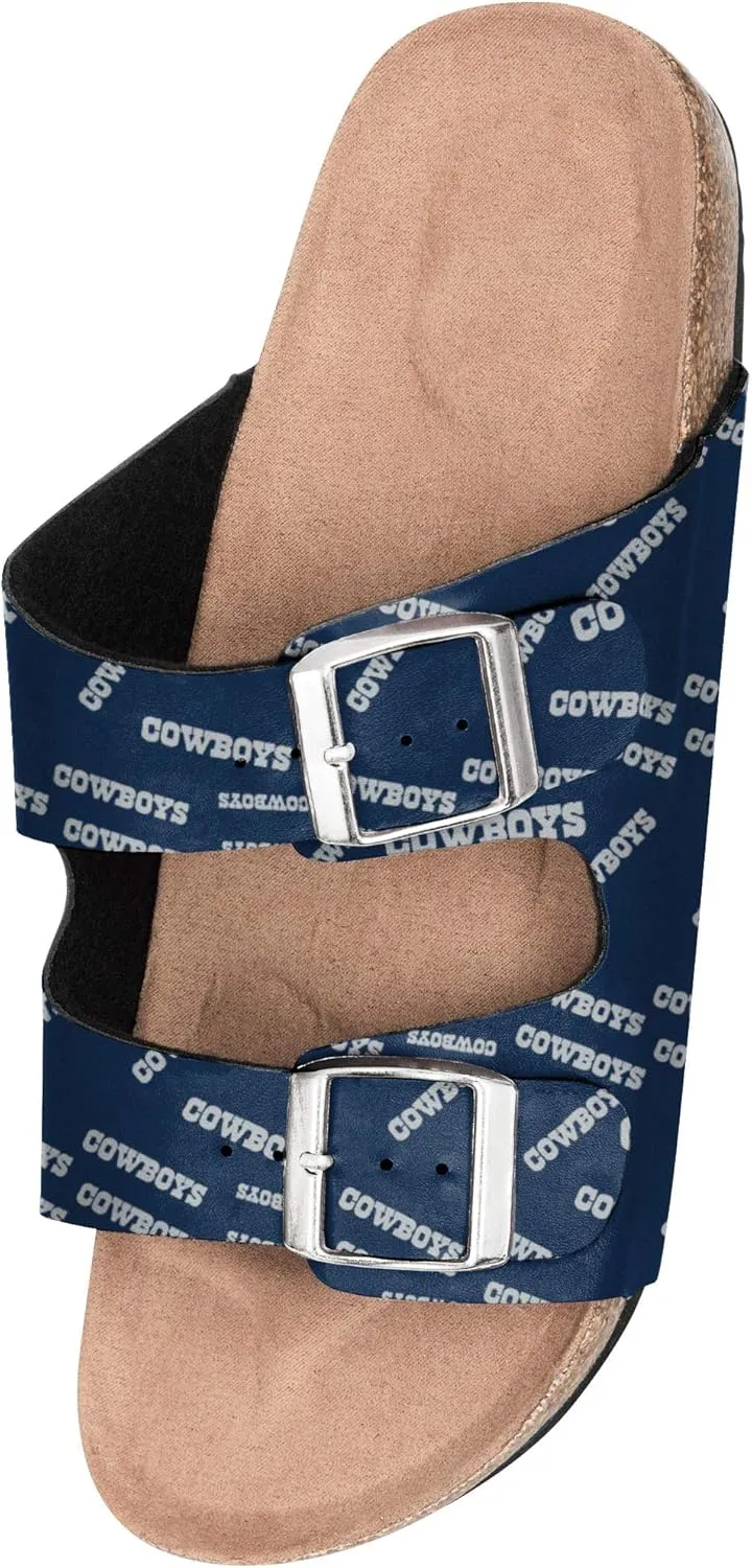 FOCO Womens NFL Team Logo Double Buckle Sandals