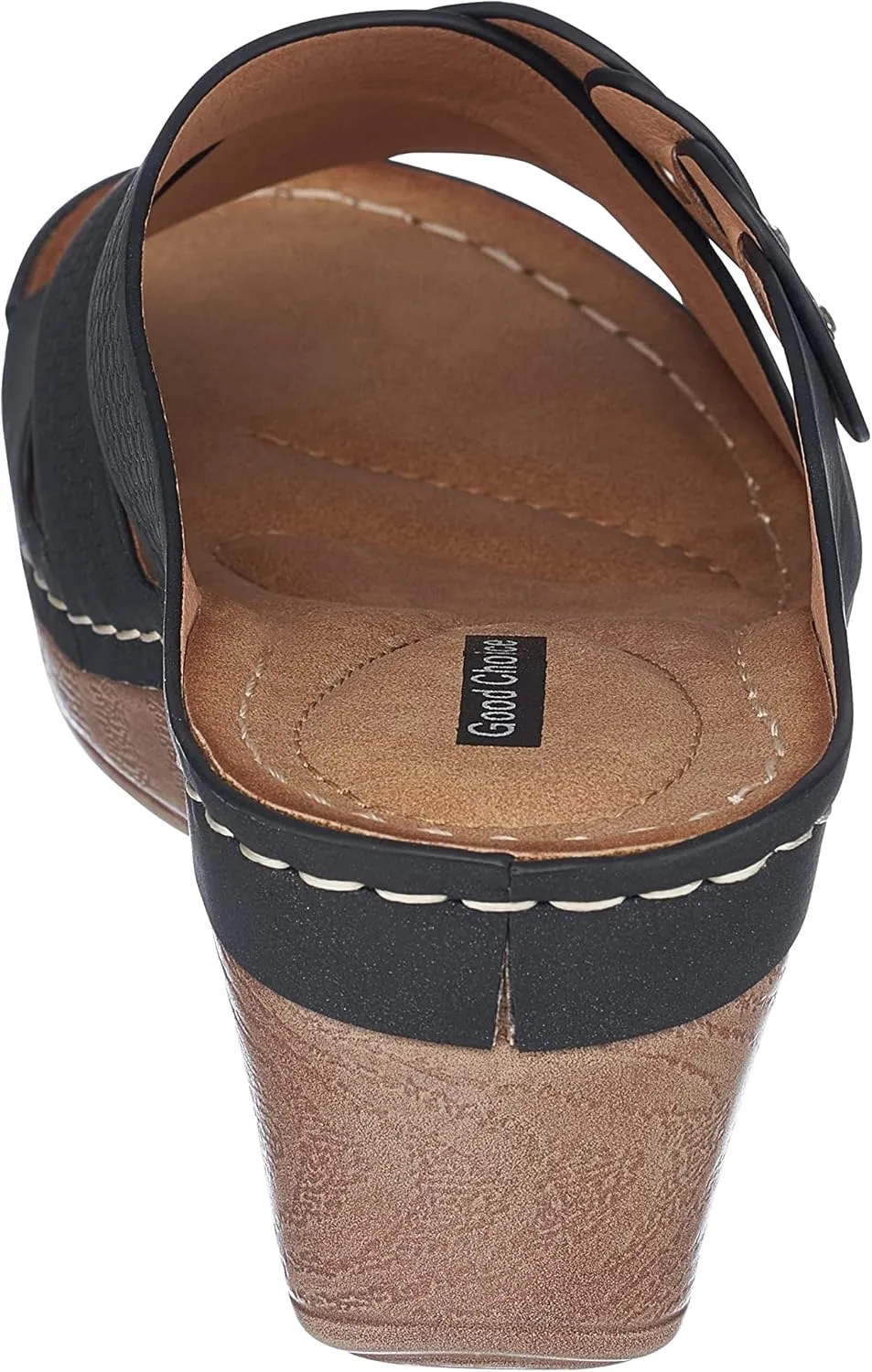 G.C. Shoes Dorty Wedge Sandals Memory Foam Footbed with Round open toe and Slip Resistant Sole