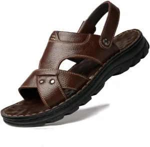 Genuine Leather Men's Sandals Top Layer Cowhide Men Casual Beach Shoes Outdoor Sandals Man Sandale Homme Sandalias