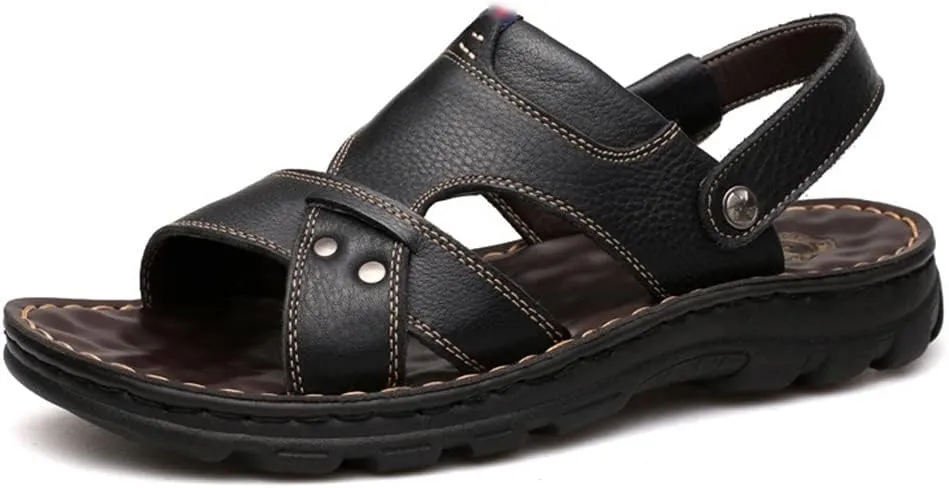 Genuine Leather Men's Sandals Top Layer Cowhide Men Casual Beach Shoes Outdoor Sandals Man Sandale Homme Sandalias