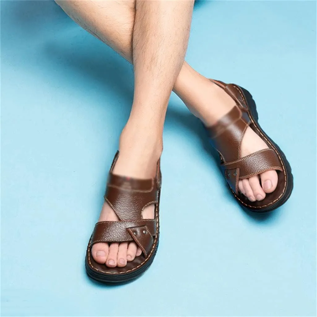 Genuine Leather Men's Sandals Top Layer Cowhide Men Casual Beach Shoes Outdoor Sandals Man Sandale Homme Sandalias