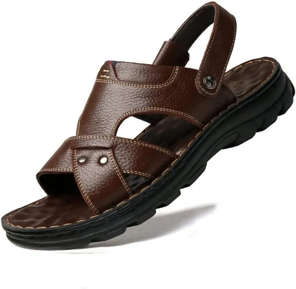 Genuine Leather Men's Sandals Top Layer Cowhide Men Casual Beach Shoes Outdoor Sandals Man Sandale Homme Sandalias