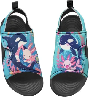 Girls Pink Axolotl Sandals Fashion Mushroom Pool Water Shoes Open Toe Outdoor Summer Hiking Athletic Sandals for Toddler Kids
