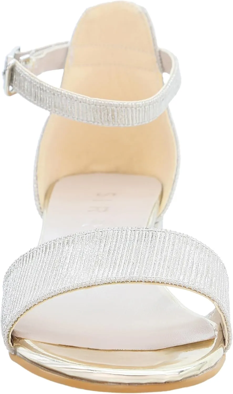 Girls Textured Block Heel Sandals with Ankle Strap - Elegant Shoes for Weddings and Events