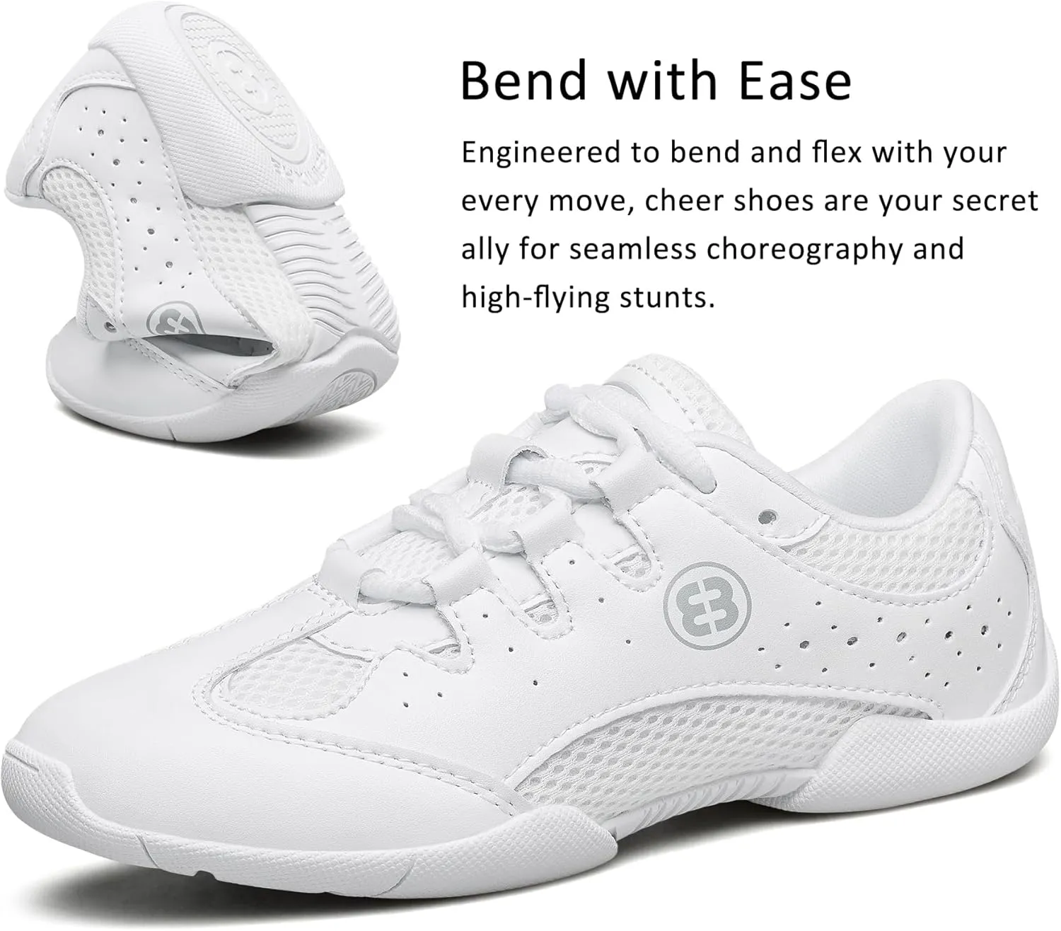 Girls White Cheerleading Shoes Youth Lightweight Competition Cheer Sneakers Kids Breathable Dance Shoes