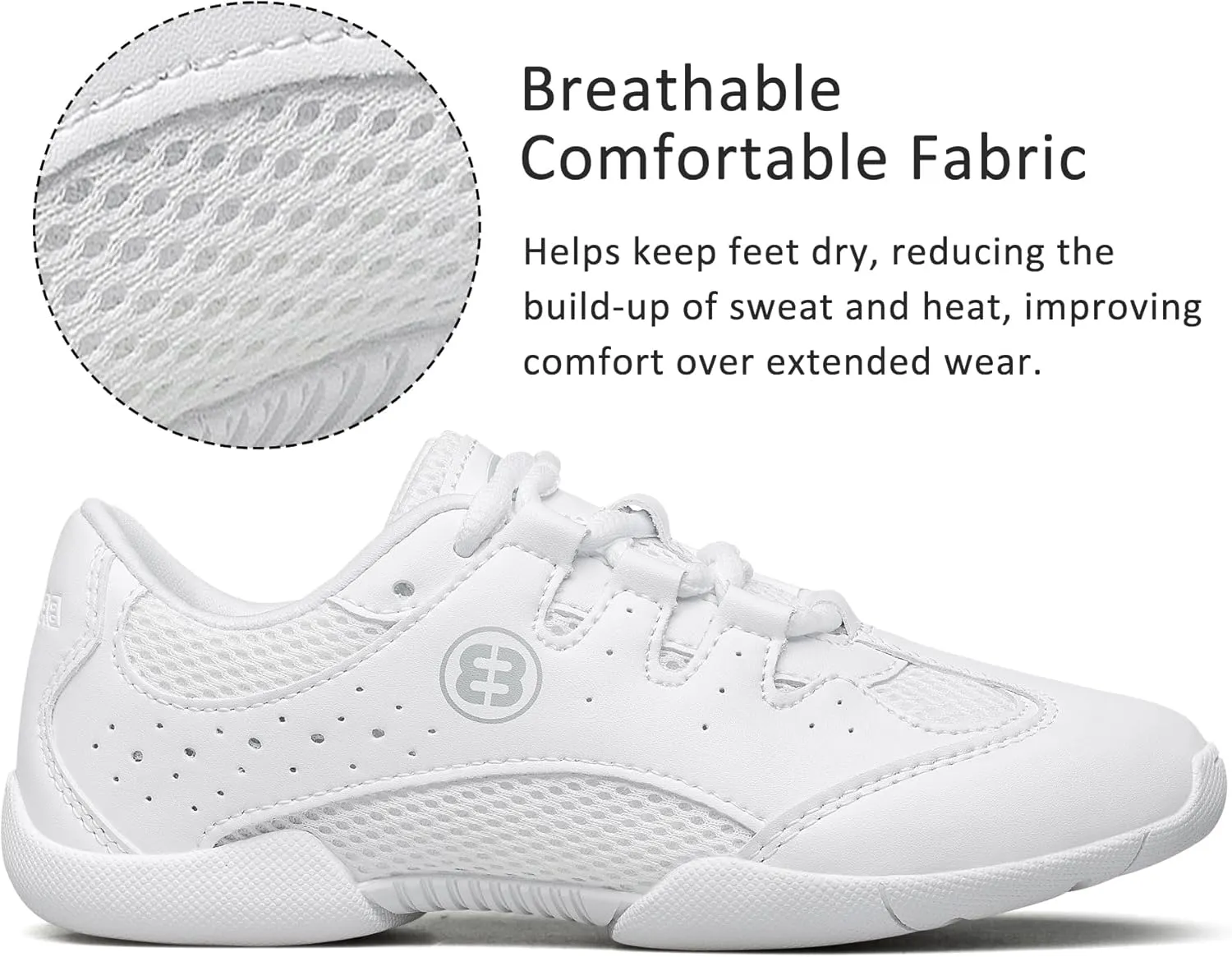 Girls White Cheerleading Shoes Youth Lightweight Competition Cheer Sneakers Kids Breathable Dance Shoes