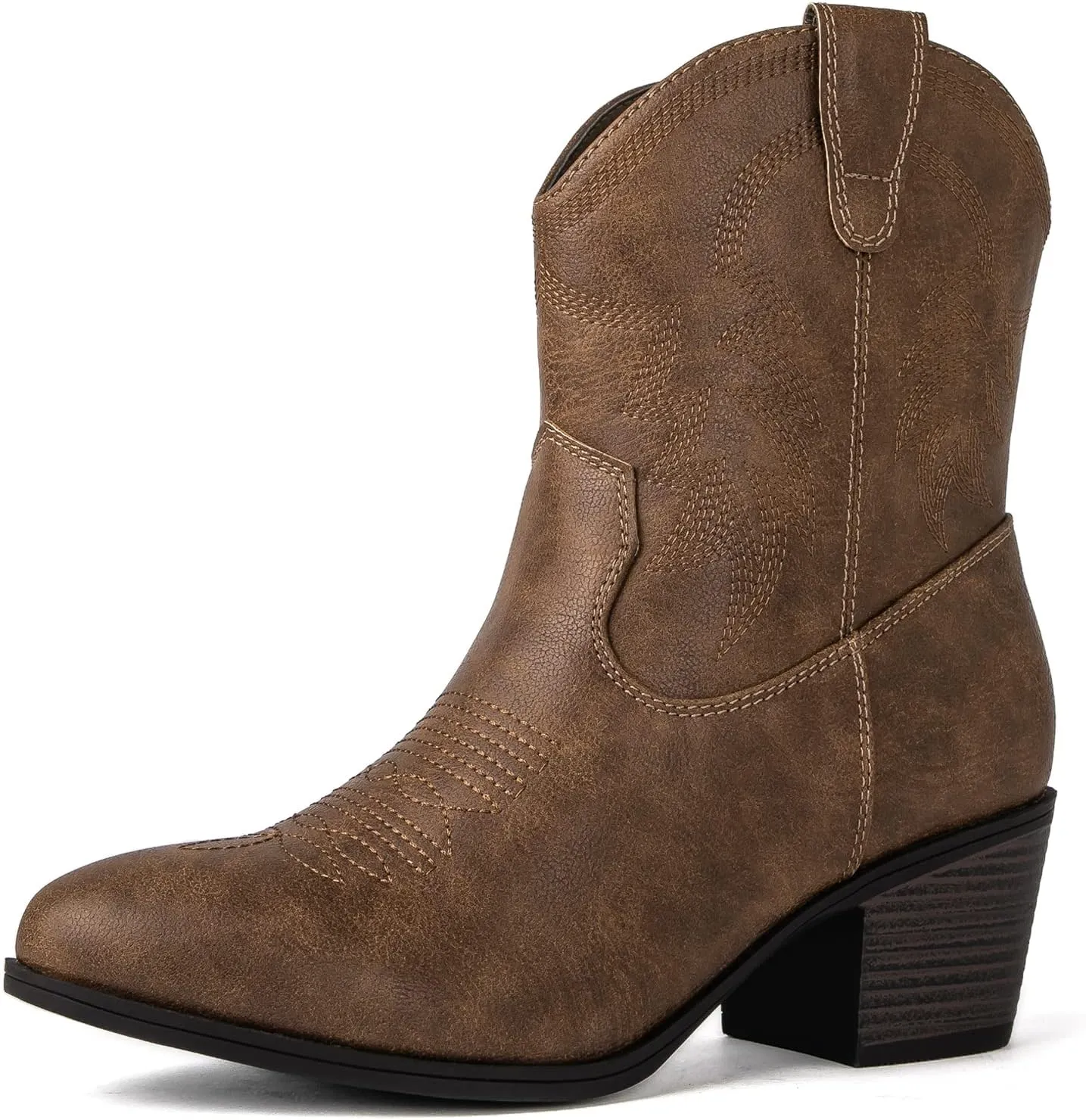 GLOBALWIN Women's Mid Calf The Western Cowboy Boots Fashion Cowgirl Boots For Women Low Heel