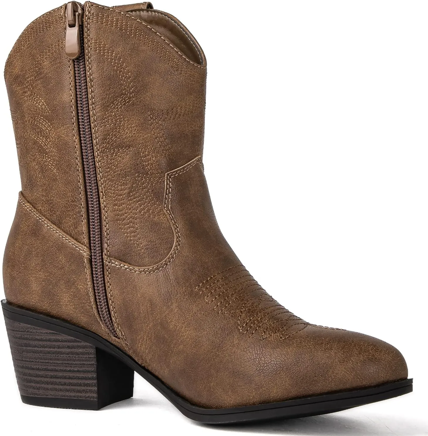 GLOBALWIN Women's Mid Calf The Western Cowboy Boots Fashion Cowgirl Boots For Women Low Heel