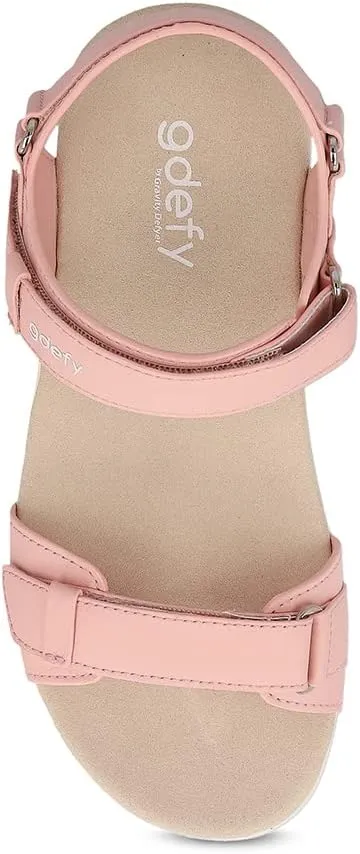 Gravity Defyer Women's GDEFY Hilnor Leather Fashion Slides - VersoShock Proven Performance Orthotic Stress Recovery Outdoor Sandals