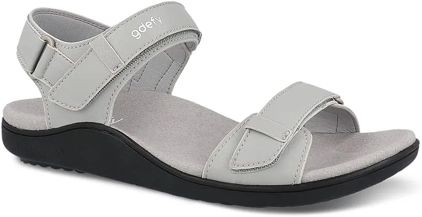 Gravity Defyer Women's GDEFY Hilnor Leather Fashion Slides - VersoShock Proven Performance Orthotic Stress Recovery Outdoor Sandals