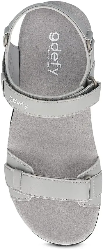 Gravity Defyer Women's GDEFY Hilnor Leather Fashion Slides - VersoShock Proven Performance Orthotic Stress Recovery Outdoor Sandals