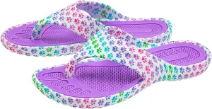 GreaterGood Walking Paws Flip Flops Colorful Lightweight Durable Cushioned Contoured Non Slip Textured Footbed Comfortable Beach Sandals for Women