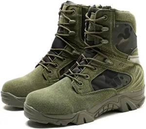 HARGLESMAN Men's Tactical Boots 8 Inches Combat Military Work Desert Leather Boots with Zipper