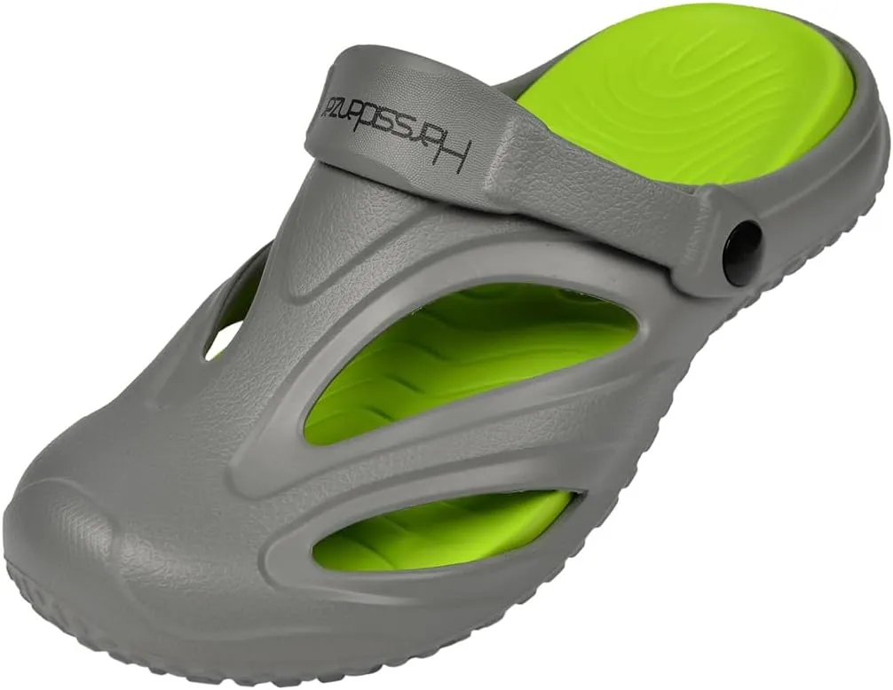 Harssidanzar Mens and Womens Clogs Garden Shoes,Non Slip Beach Sandals with Removable Insoles Outdoor Indoor HU201US