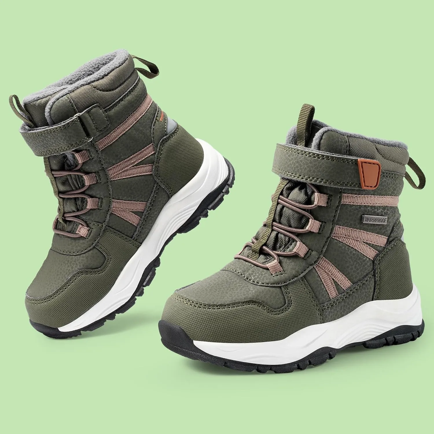 Harvest Land Kids Winter Boots Waterproof Girls Boys Snow Hiking Outdoor Boots Anti Collision Anti-Skid Mid Ankle Adventure Trekking Shoes