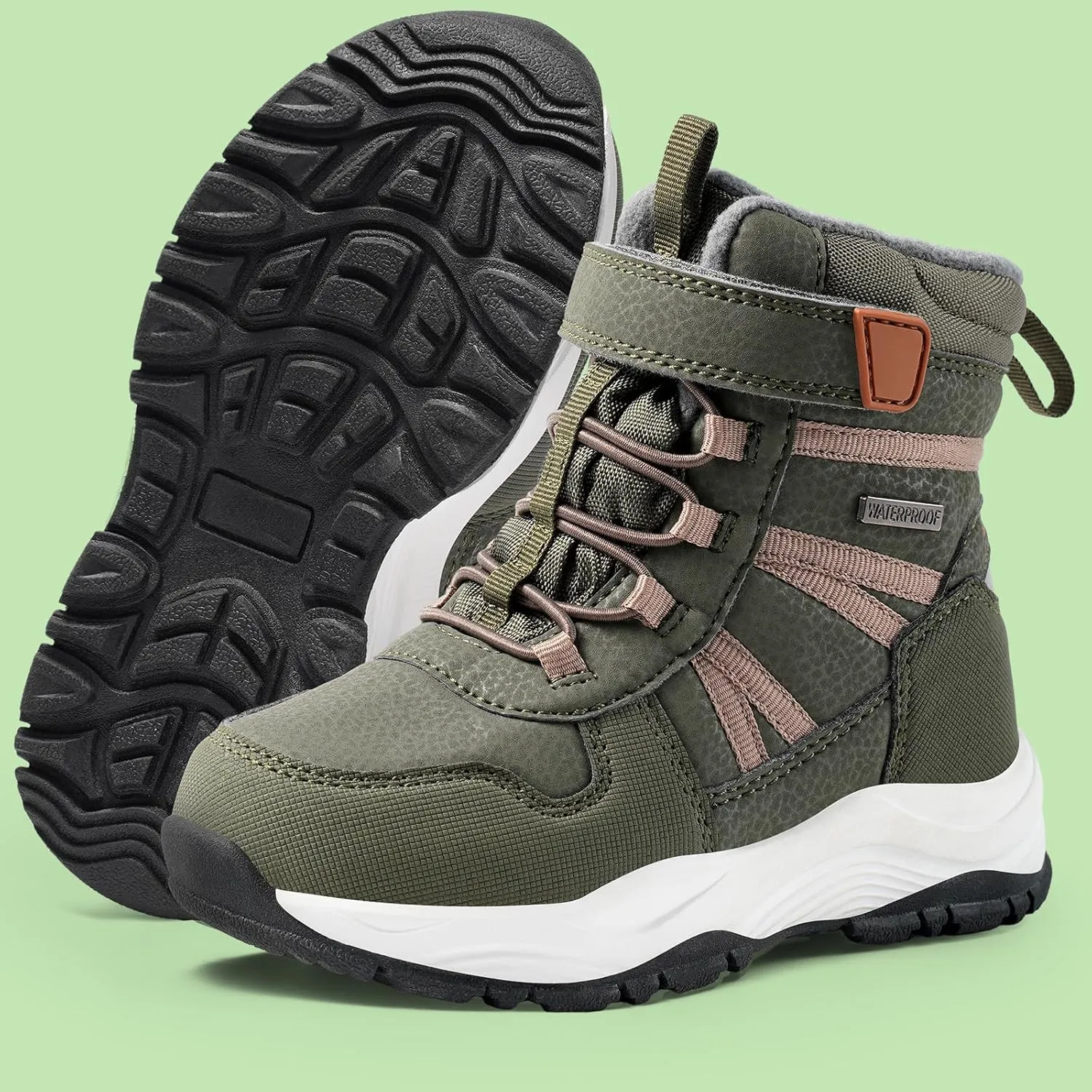 Harvest Land Kids Winter Boots Waterproof Girls Boys Snow Hiking Outdoor Boots Anti Collision Anti-Skid Mid Ankle Adventure Trekking Shoes