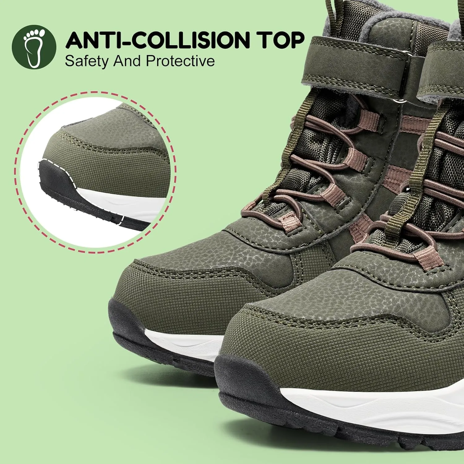 Harvest Land Kids Winter Boots Waterproof Girls Boys Snow Hiking Outdoor Boots Anti Collision Anti-Skid Mid Ankle Adventure Trekking Shoes