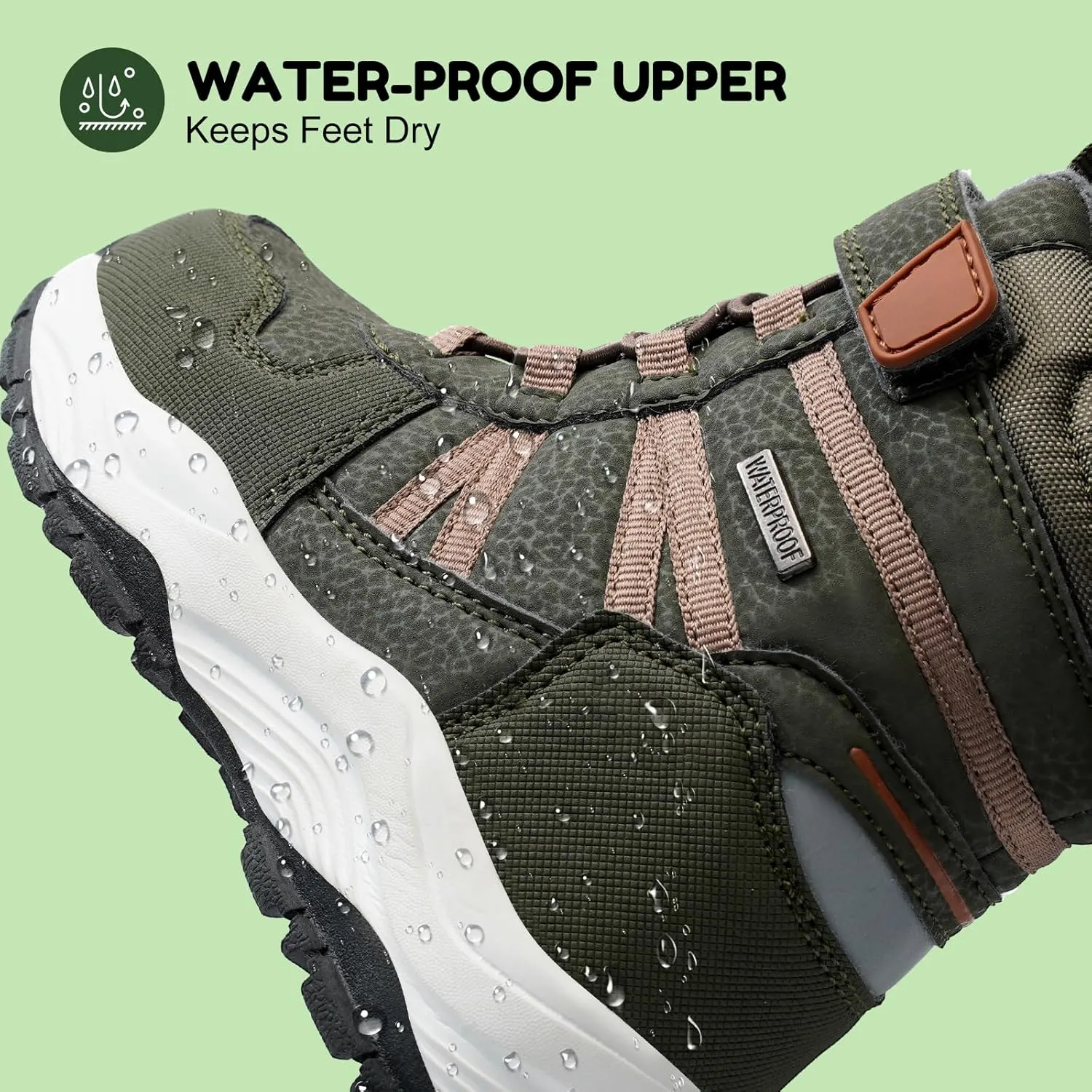 Harvest Land Kids Winter Boots Waterproof Girls Boys Snow Hiking Outdoor Boots Anti Collision Anti-Skid Mid Ankle Adventure Trekking Shoes