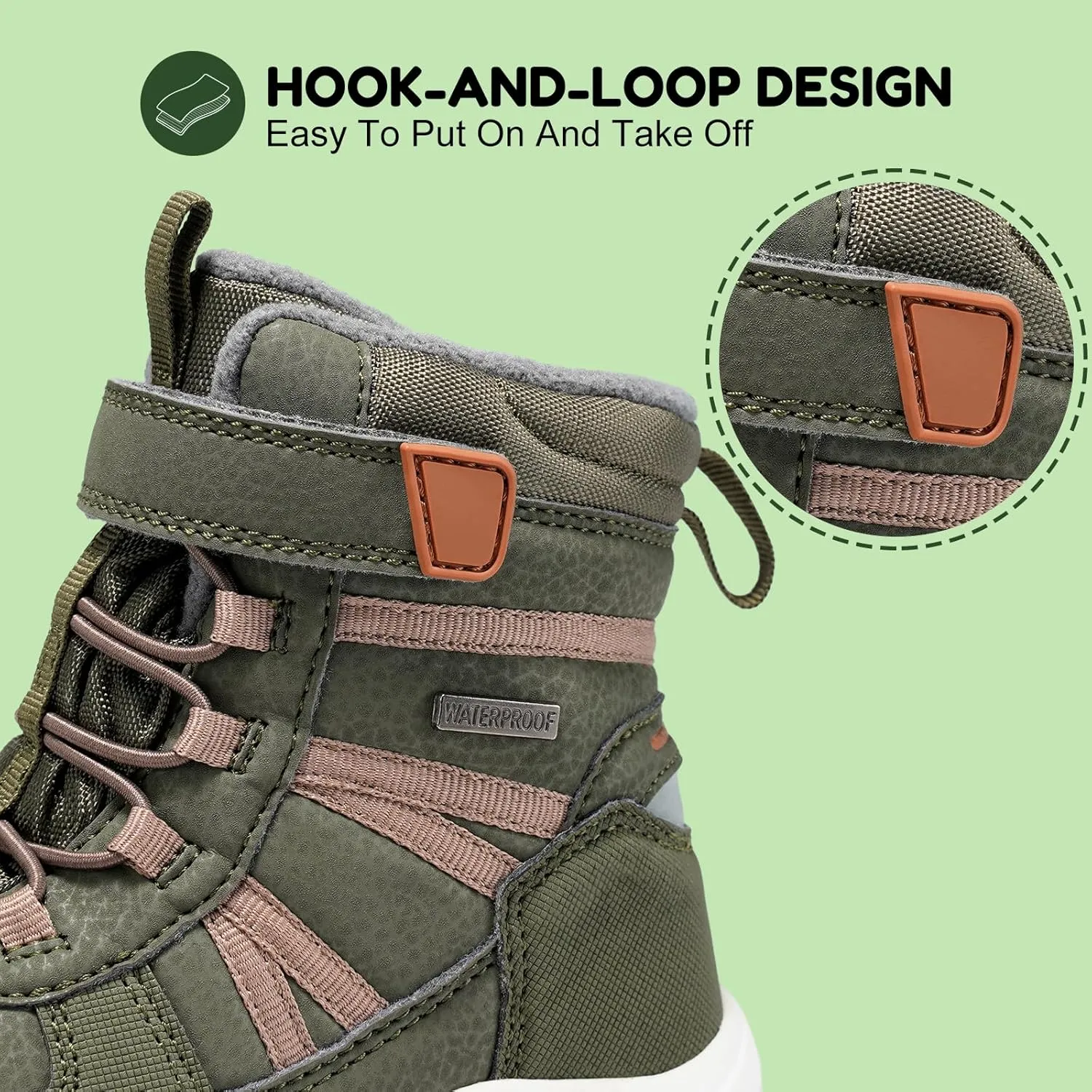 Harvest Land Kids Winter Boots Waterproof Girls Boys Snow Hiking Outdoor Boots Anti Collision Anti-Skid Mid Ankle Adventure Trekking Shoes