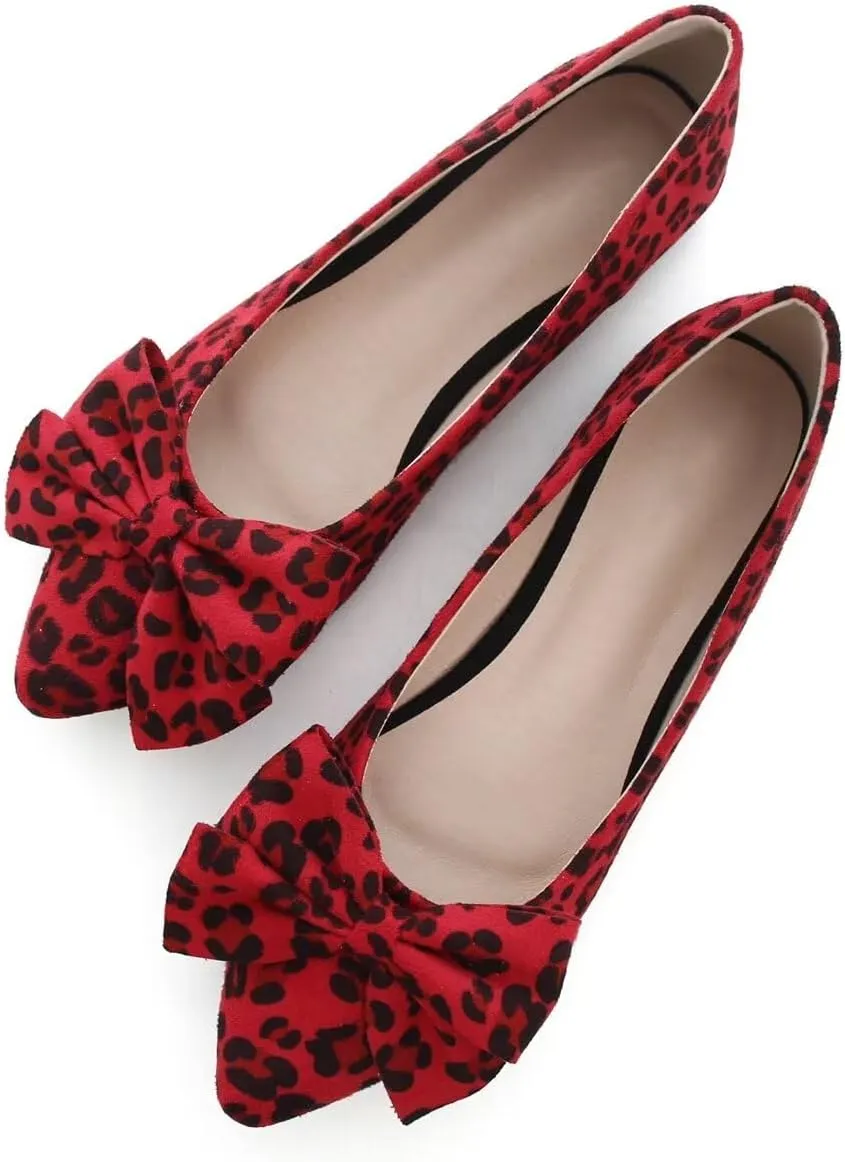 Hee grand Bowknot Flats for Women Pointed Toe Ballet Shoes Soft Slip on Loafers Suede Dress Shoes