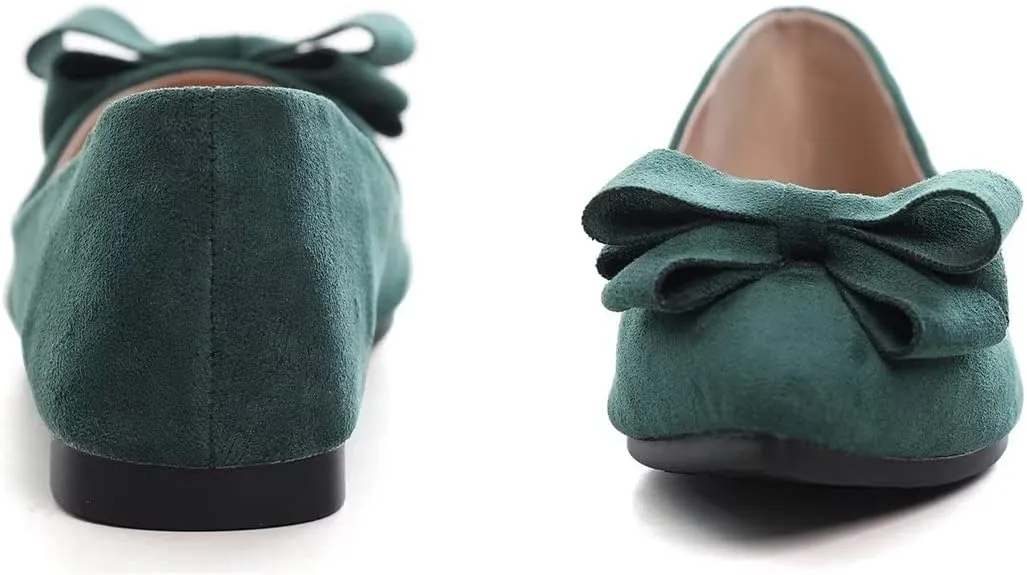 Hee grand Bowknot Flats for Women Pointed Toe Ballet Shoes Soft Slip on Loafers Suede Dress Shoes