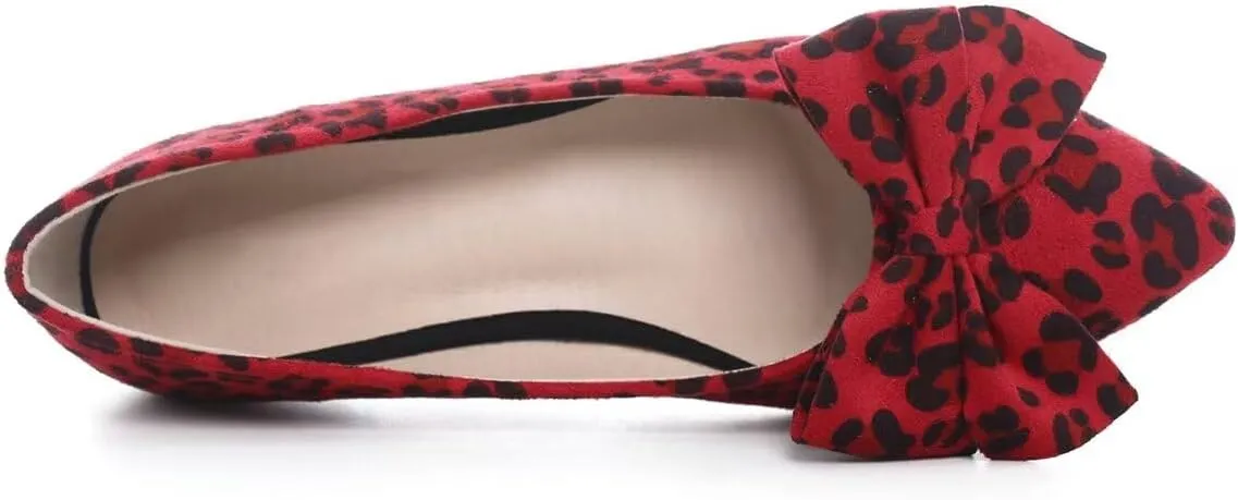 Hee grand Bowknot Flats for Women Pointed Toe Ballet Shoes Soft Slip on Loafers Suede Dress Shoes