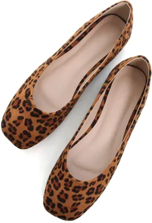 Hee grand Classic Solid Square Toe Ballet Flats for Women Comfort Casual Flats Lightweight Slip on Loafers Suede Dress Shoes