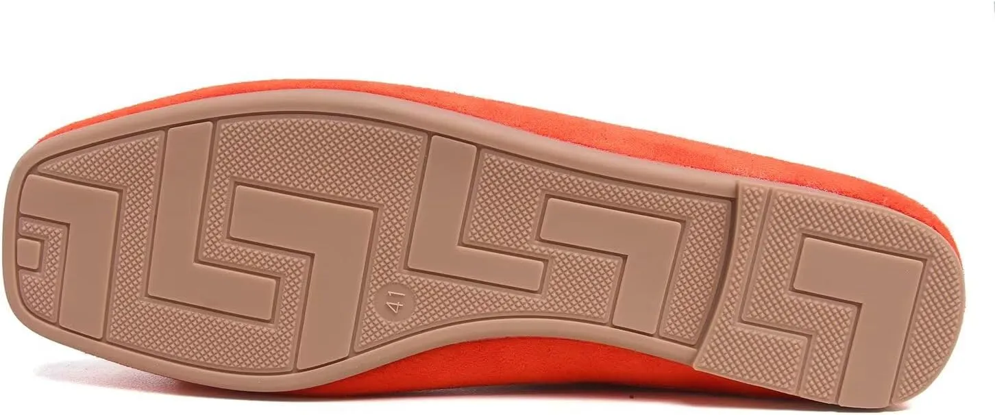 Hee grand Classic Solid Square Toe Ballet Flats for Women Comfort Casual Flats Lightweight Slip on Loafers Suede Dress Shoes