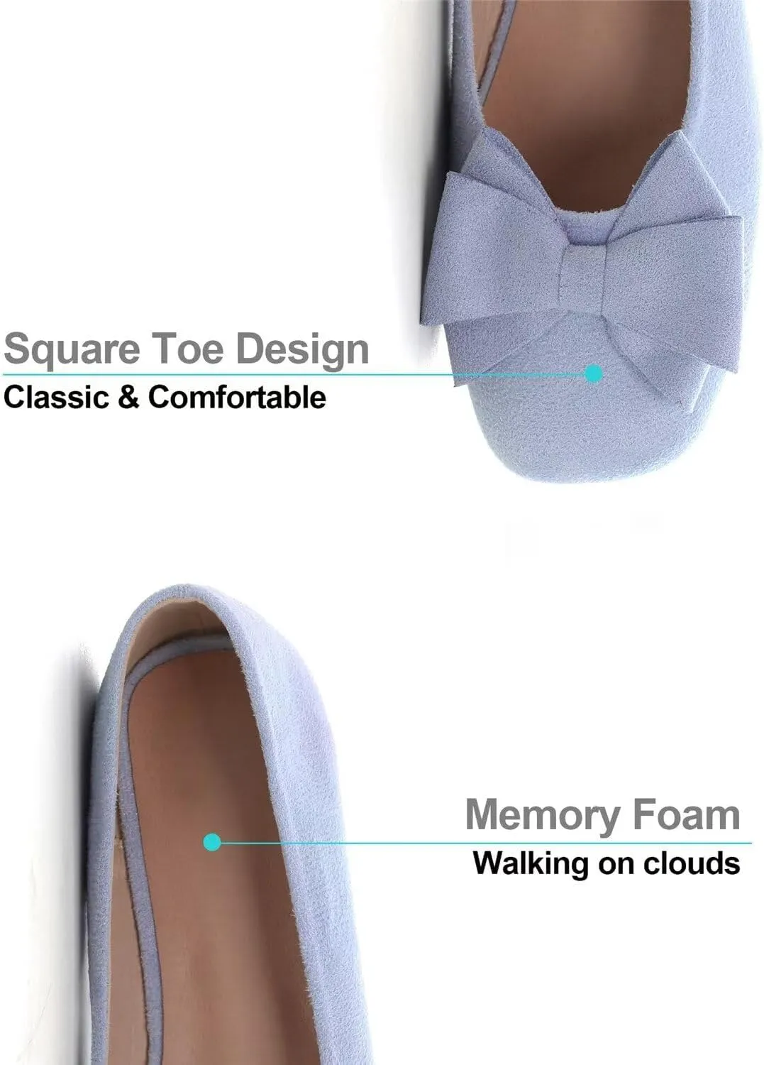 Hee grand Classic Solid Square Toe Ballet Flats for Women Comfort Casual Flats Lightweight Slip on Loafers Suede Dress Shoes