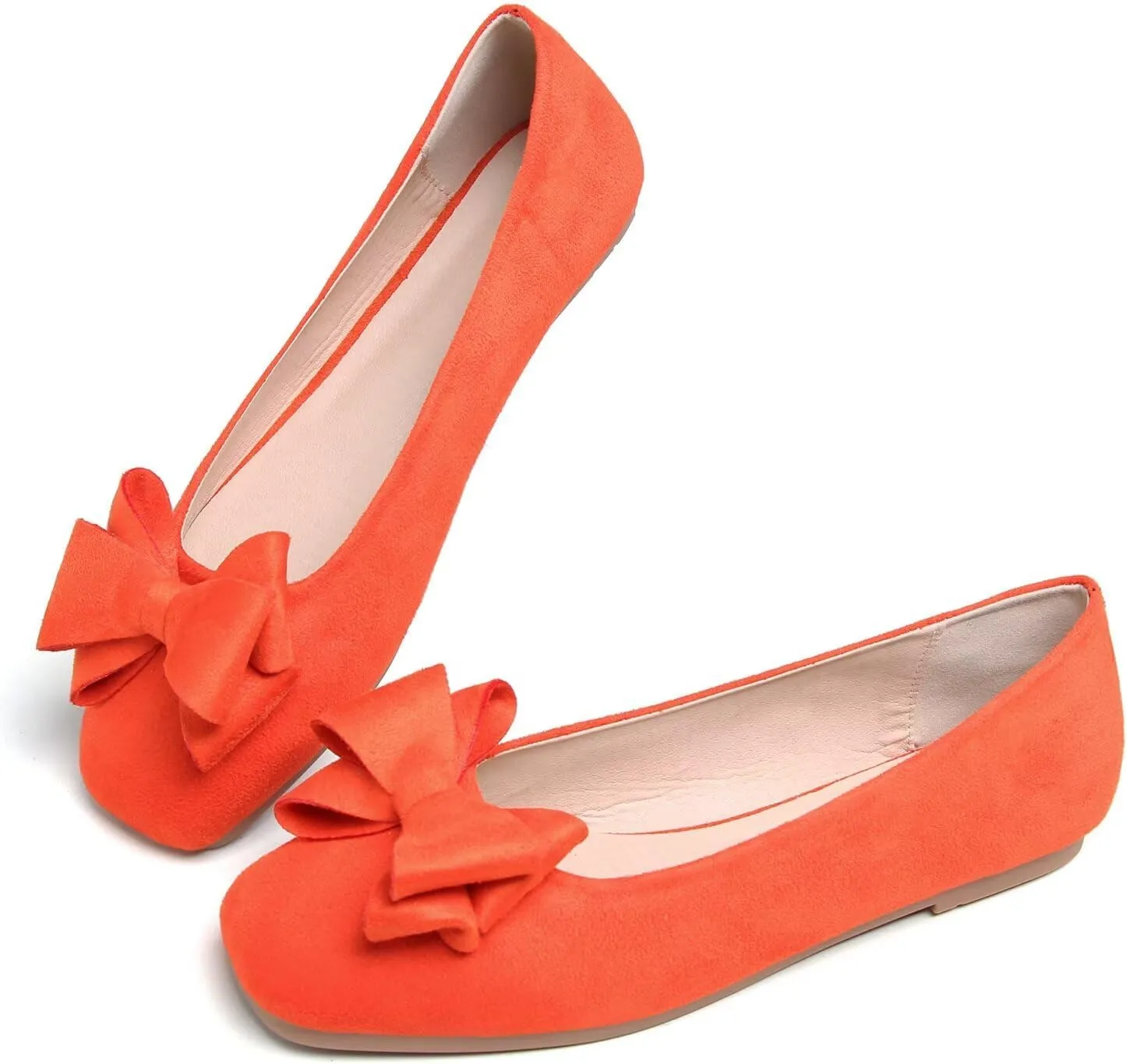 Hee grand Classic Solid Square Toe Ballet Flats for Women Comfort Casual Flats Lightweight Slip on Loafers Suede Dress Shoes