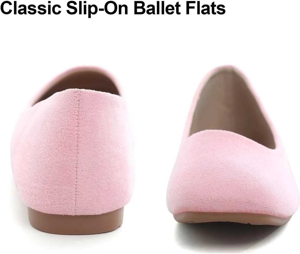Hee grand Classic Solid Square Toe Ballet Flats for Women Comfort Casual Flats Lightweight Slip on Loafers Suede Dress Shoes