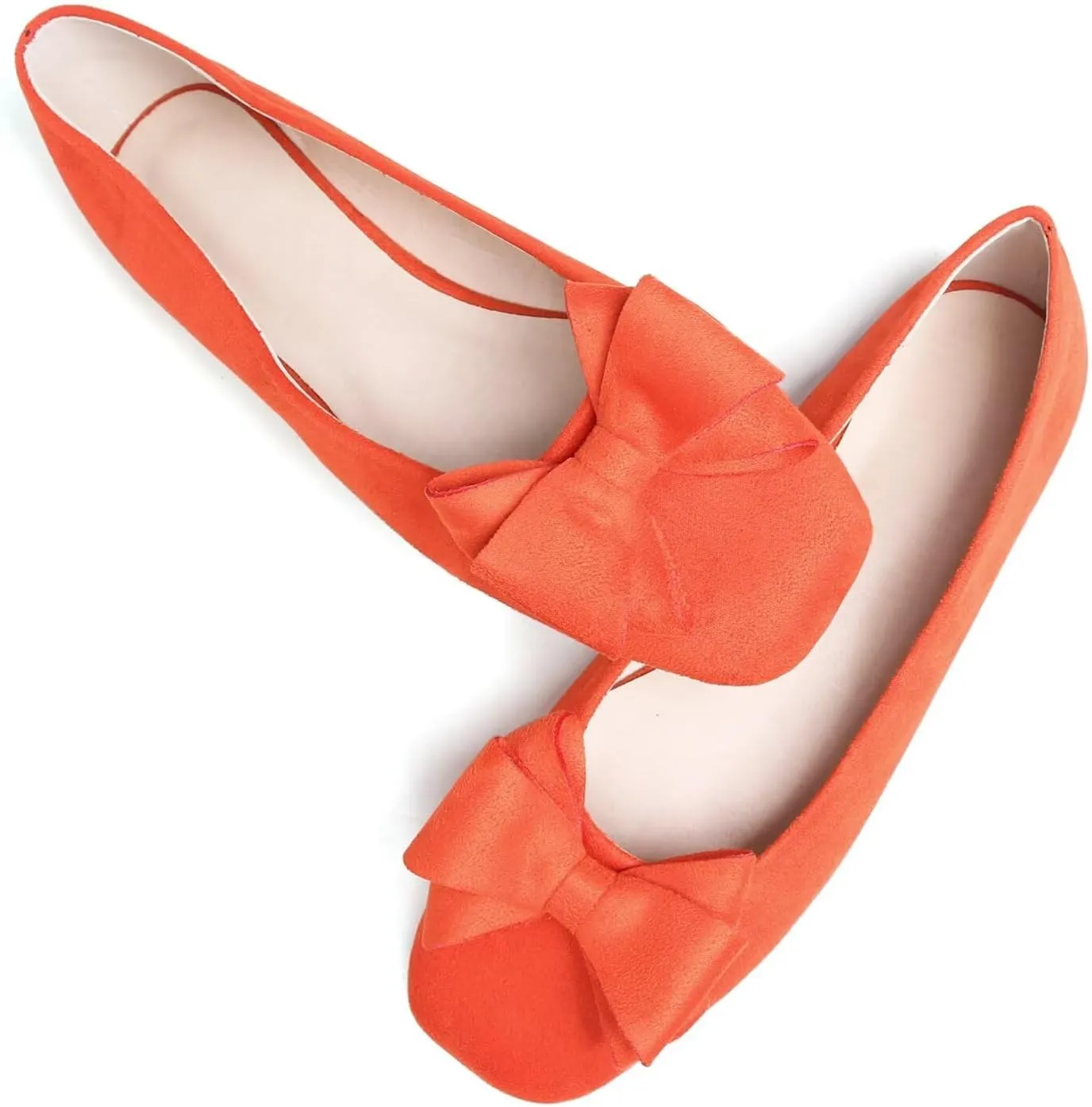 Hee grand Classic Solid Square Toe Ballet Flats for Women Comfort Casual Flats Lightweight Slip on Loafers Suede Dress Shoes
