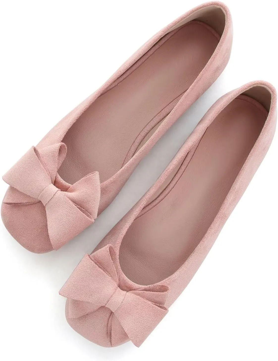 Hee grand Classic Solid Square Toe Ballet Flats for Women Comfort Casual Flats Lightweight Slip on Loafers Suede Dress Shoes