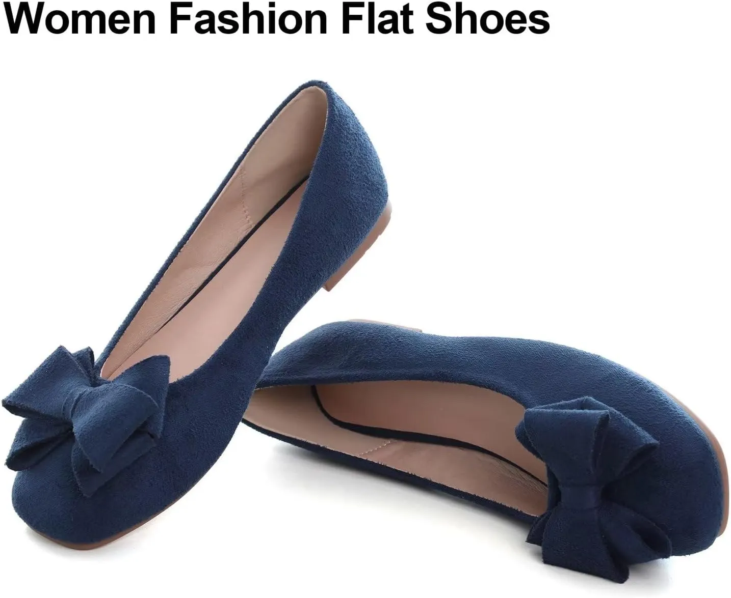 Hee grand Classic Solid Square Toe Ballet Flats for Women Comfort Casual Flats Lightweight Slip on Loafers Suede Dress Shoes