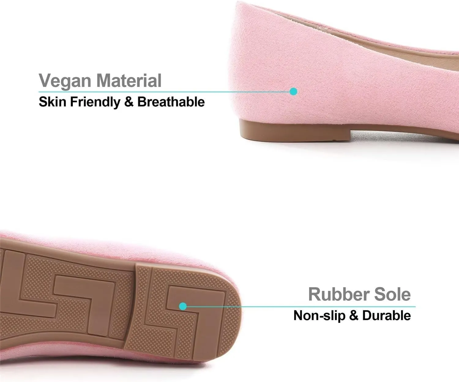 Hee grand Classic Solid Square Toe Ballet Flats for Women Comfort Casual Flats Lightweight Slip on Loafers Suede Dress Shoes