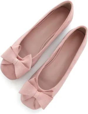 Hee grand Classic Solid Square Toe Ballet Flats for Women Comfort Casual Flats Lightweight Slip on Loafers Suede Dress Shoes