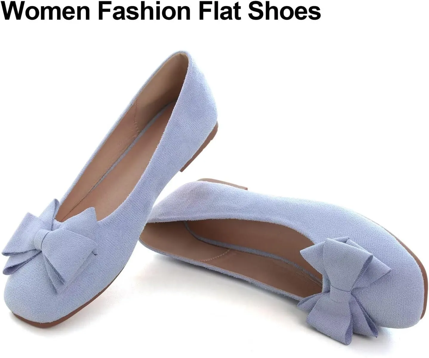 Hee grand Classic Solid Square Toe Ballet Flats for Women Comfort Casual Flats Lightweight Slip on Loafers Suede Dress Shoes