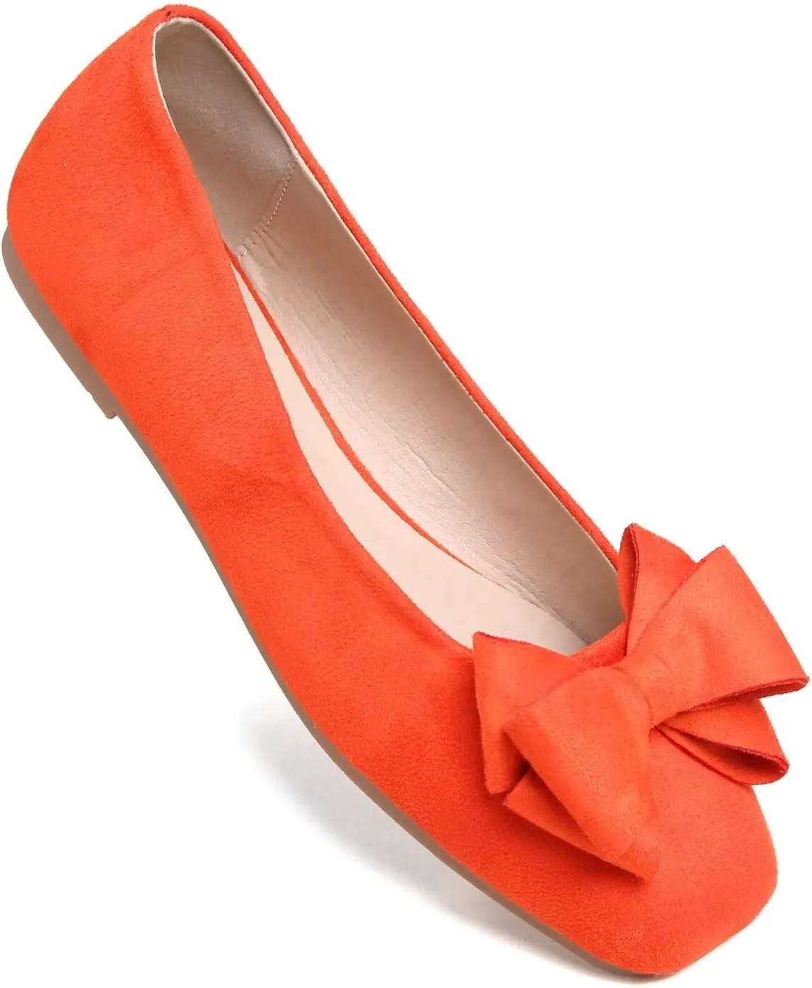 Hee grand Classic Solid Square Toe Ballet Flats for Women Comfort Casual Flats Lightweight Slip on Loafers Suede Dress Shoes