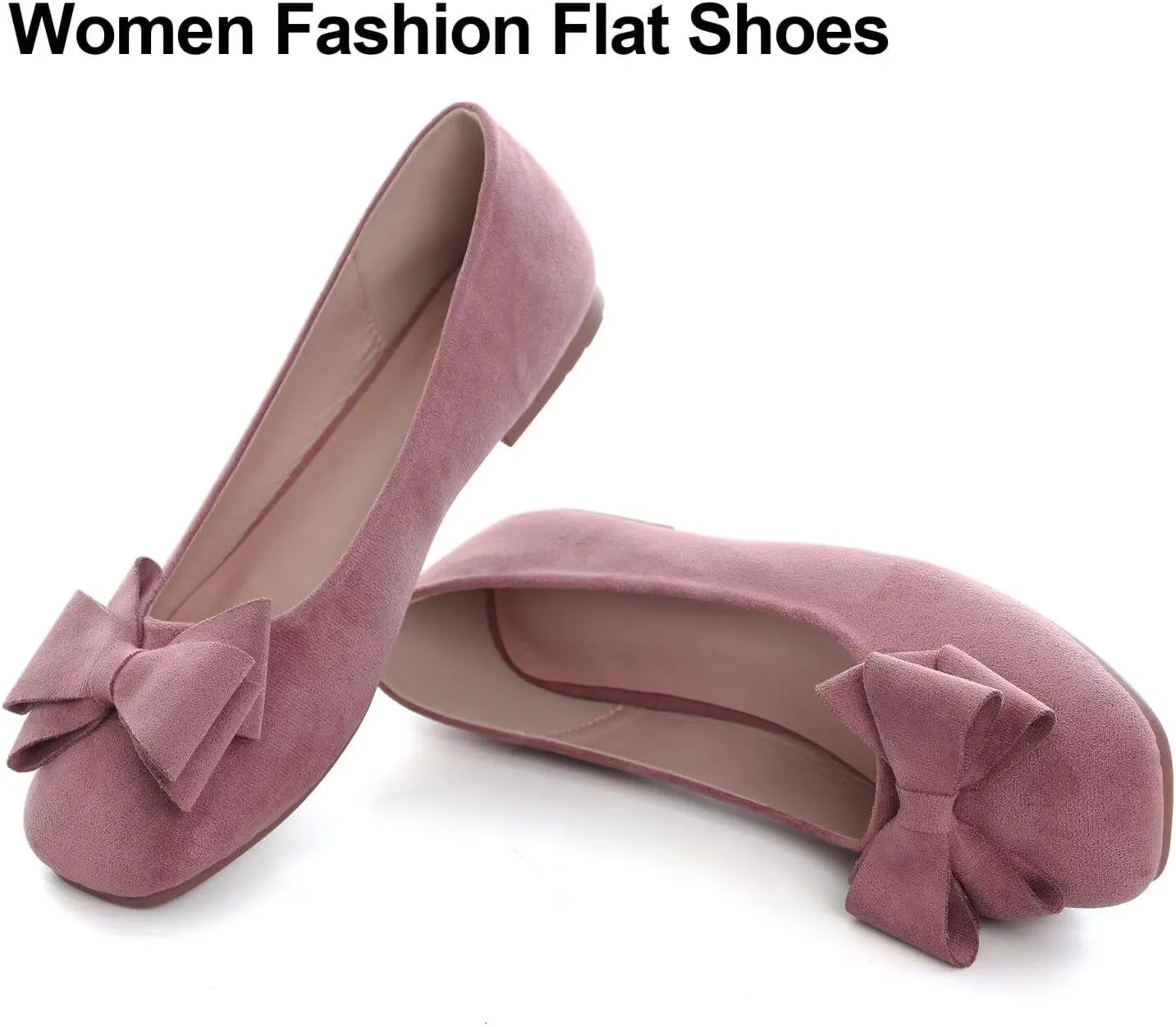 Hee grand Classic Solid Square Toe Ballet Flats for Women Comfort Casual Flats Lightweight Slip on Loafers Suede Dress Shoes