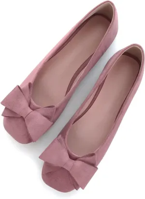 Hee grand Classic Solid Square Toe Ballet Flats for Women Comfort Casual Flats Lightweight Slip on Loafers Suede Dress Shoes