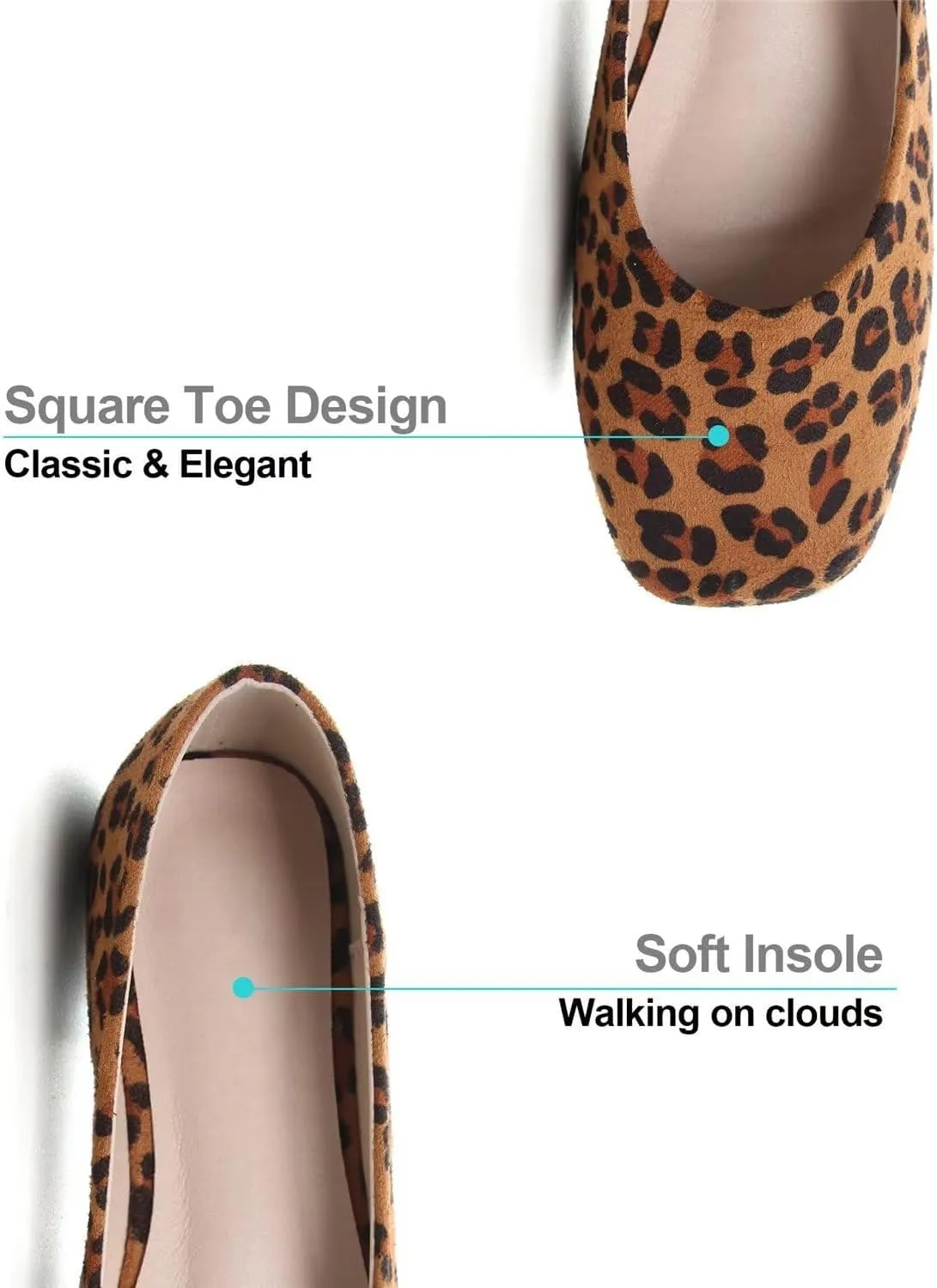 Hee grand Classic Solid Square Toe Ballet Flats for Women Comfort Casual Flats Lightweight Slip on Loafers Suede Dress Shoes