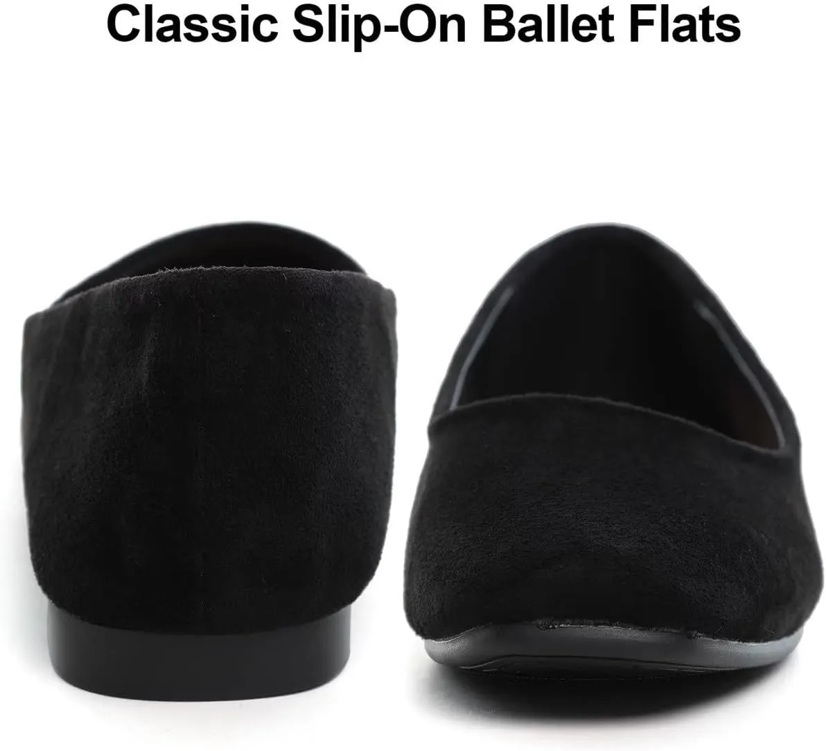 Hee grand Classic Solid Square Toe Ballet Flats for Women Comfort Casual Flats Lightweight Slip on Loafers Suede Dress Shoes