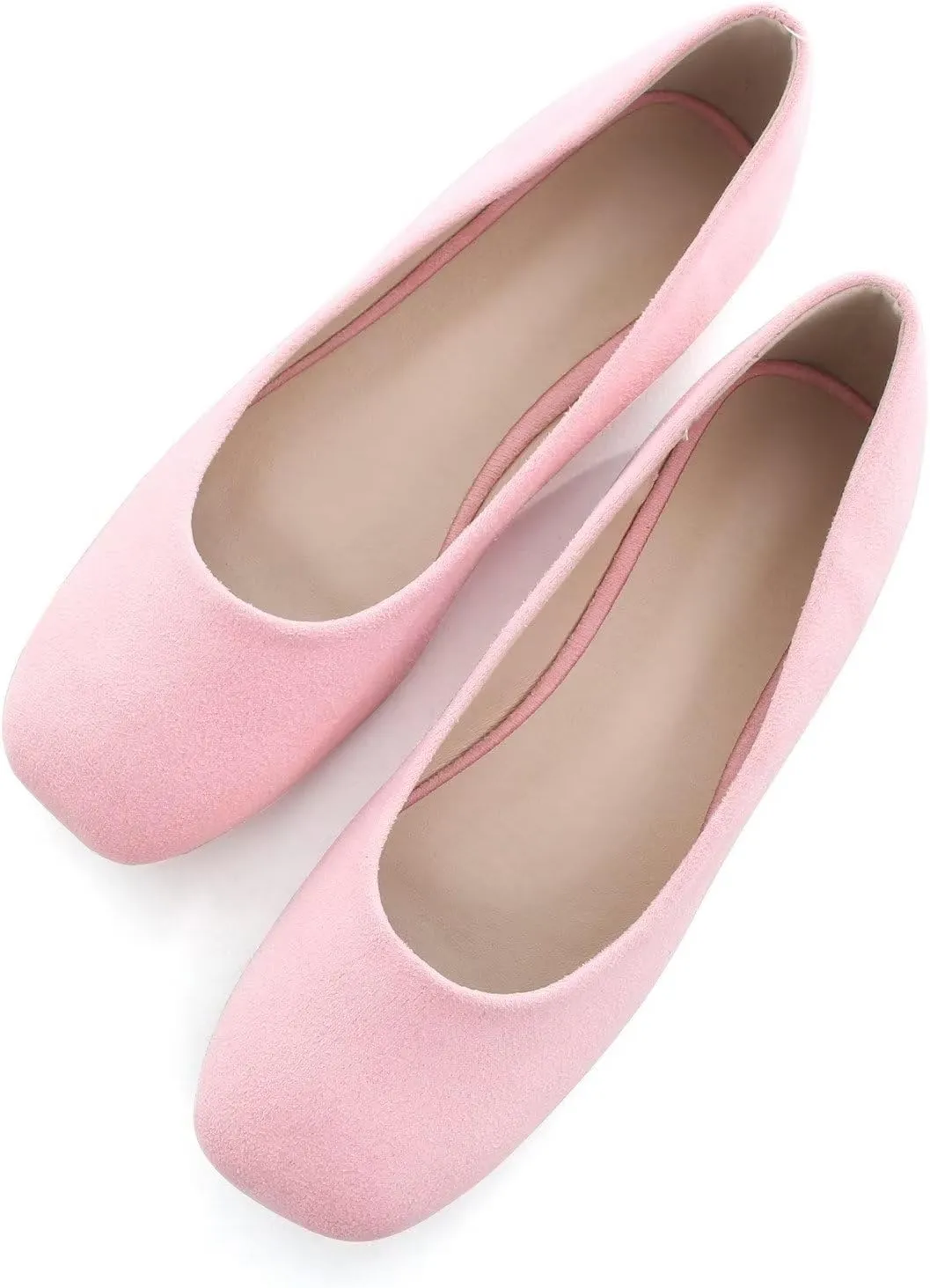 Hee grand Classic Solid Square Toe Ballet Flats for Women Comfort Casual Flats Lightweight Slip on Loafers Suede Dress Shoes