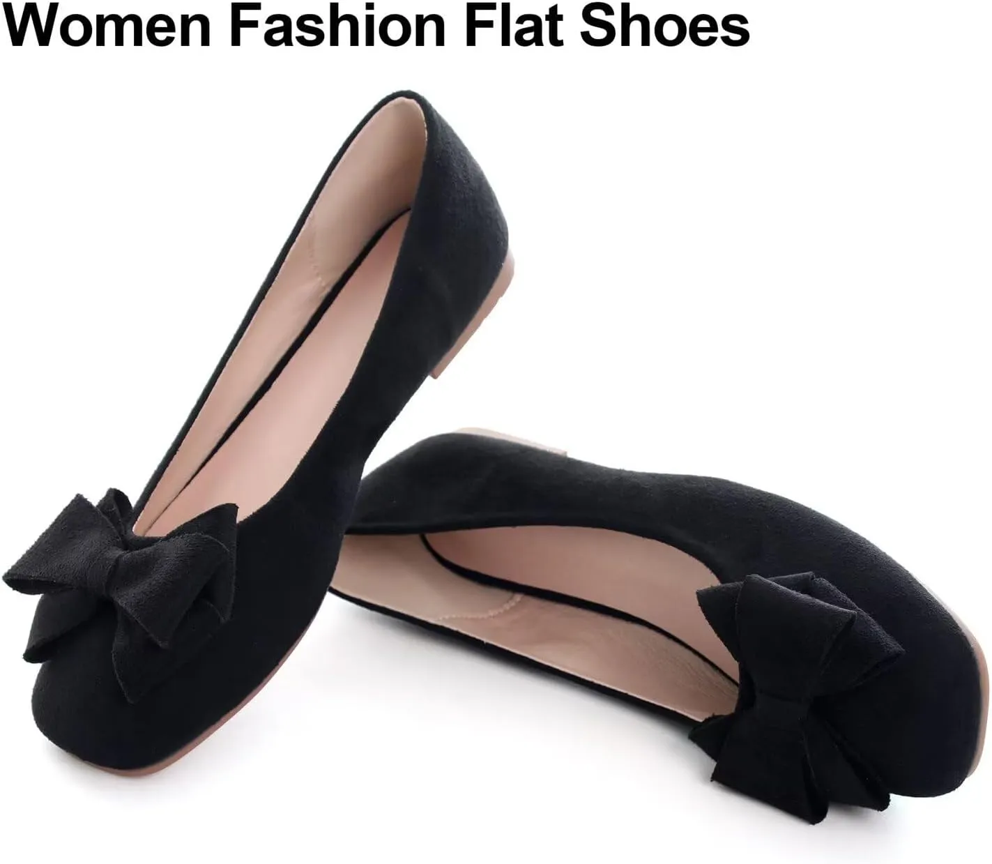 Hee grand Classic Solid Square Toe Ballet Flats for Women Comfort Casual Flats Lightweight Slip on Loafers Suede Dress Shoes