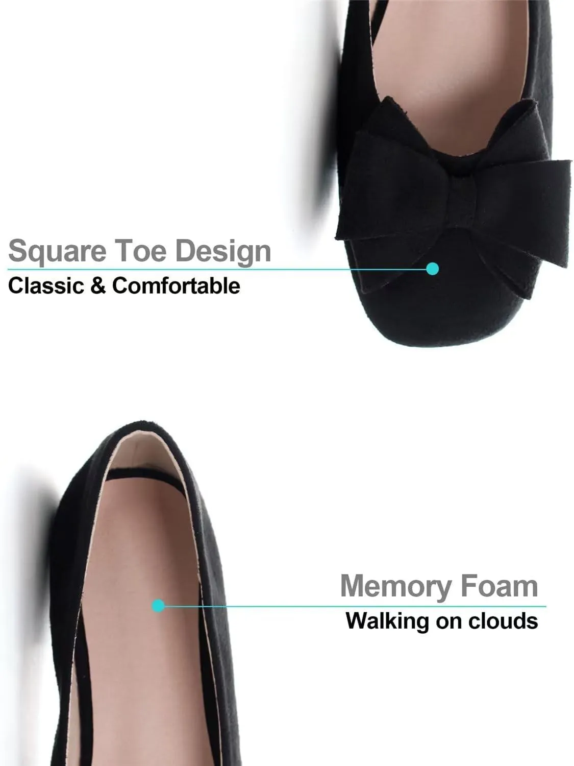 Hee grand Classic Solid Square Toe Ballet Flats for Women Comfort Casual Flats Lightweight Slip on Loafers Suede Dress Shoes