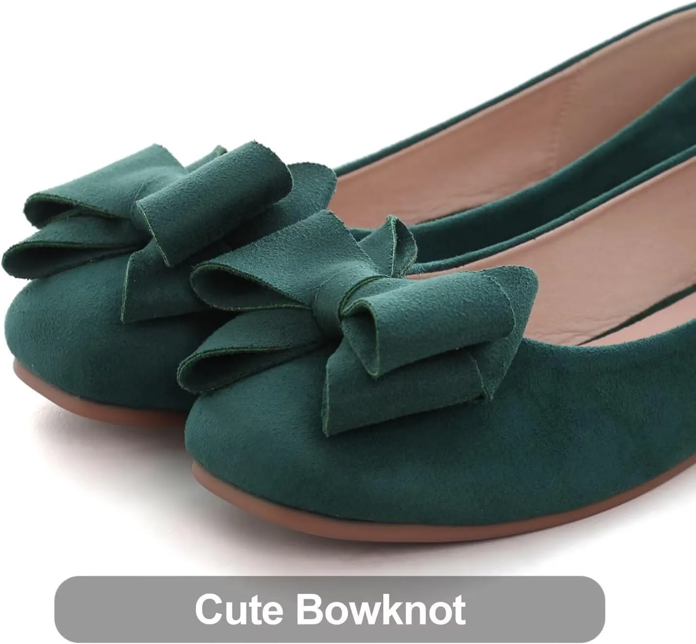 Hee grand Flats for Women Comfortable Wide Width Square Toe Flats Bowknot Dress Shoes Lightweight Slip-ons Loafers