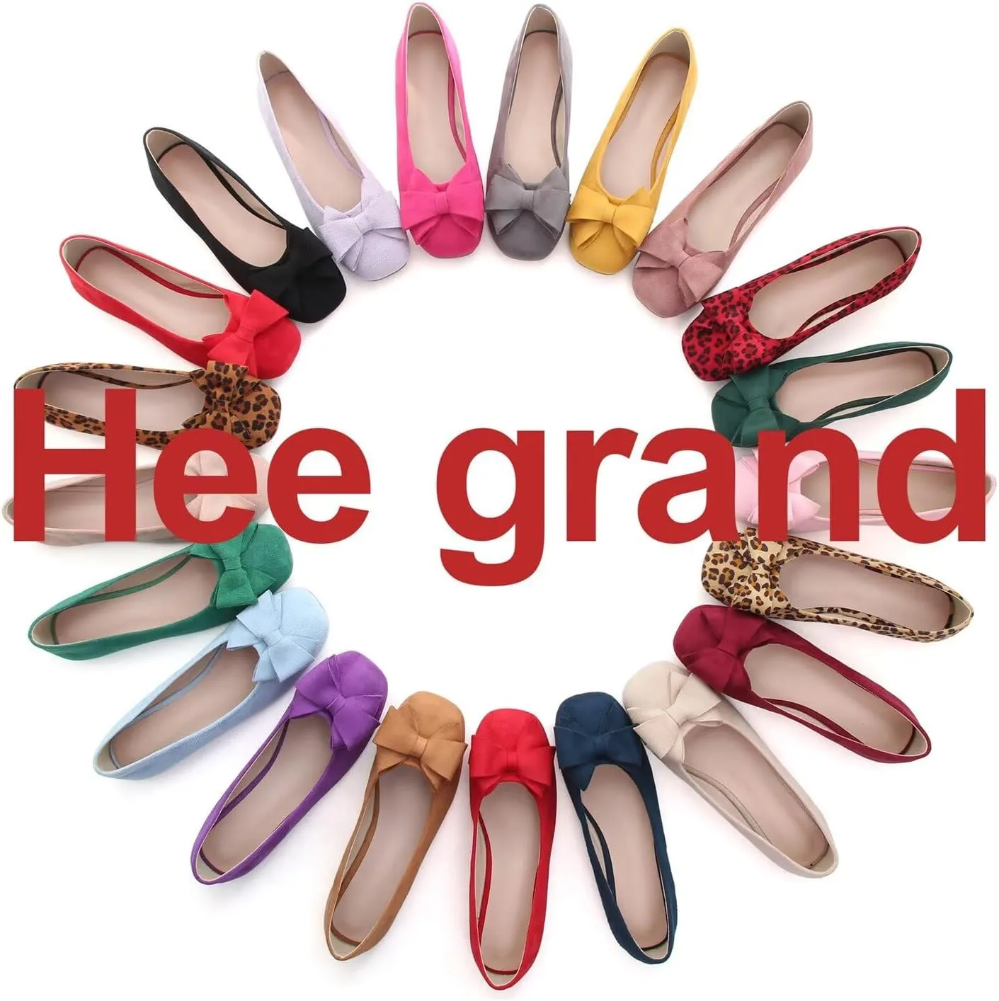 Hee grand Flats for Women Comfortable Wide Width Square Toe Flats Bowknot Dress Shoes Lightweight Slip-ons Loafers
