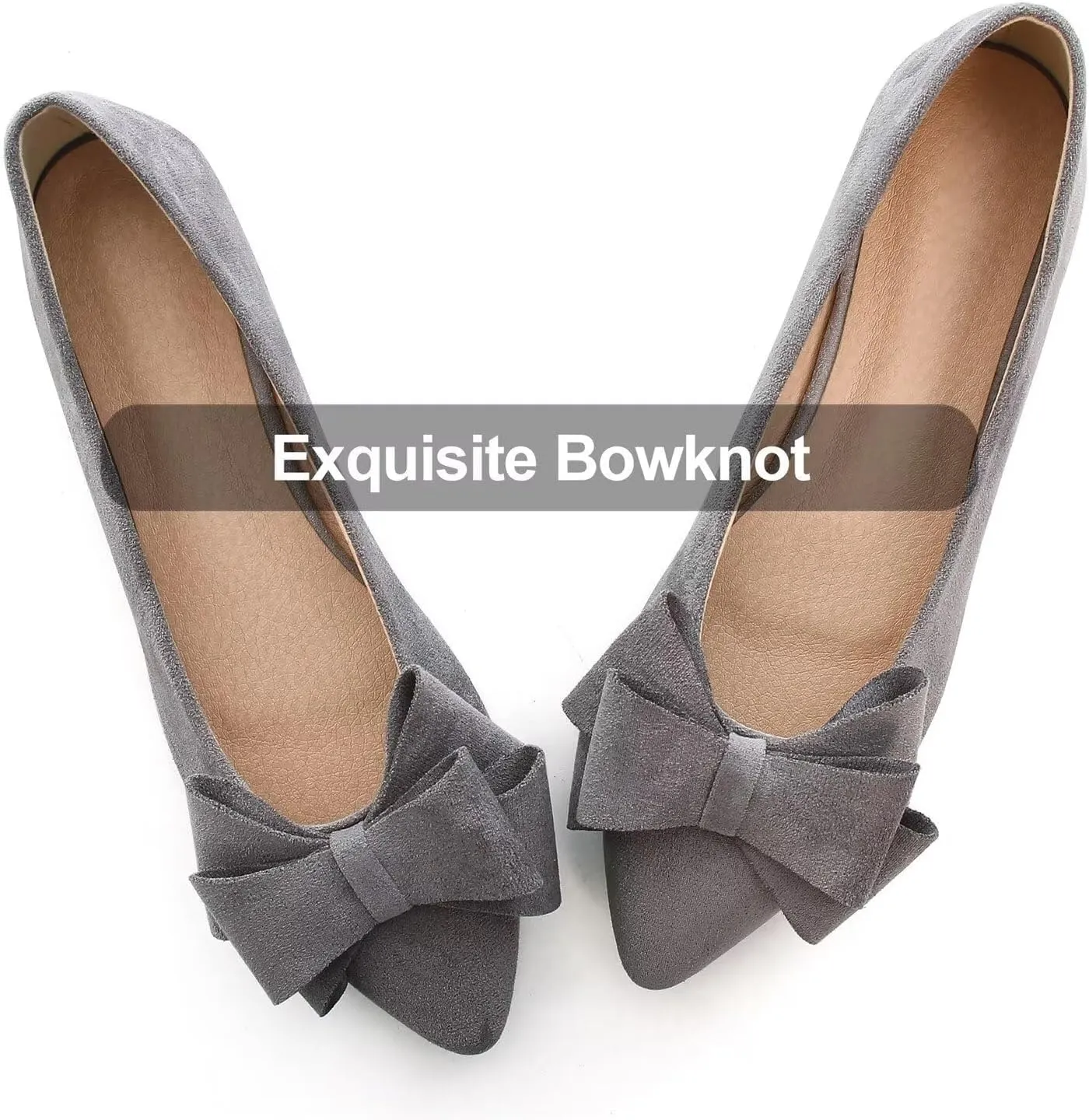 Hee grand Flats for Women Dressy Pointy Toe Ballet Flats Lightweight Foldable Slip on Loafers Soft Leather Comfortable Work Flats